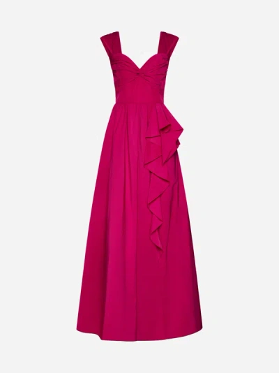 Marchesa Notte Twist Taffeta Gown In Fuchsia