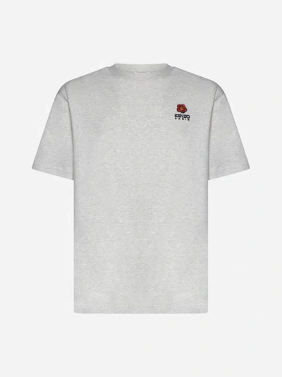 Kenzo Logo Cotton T-shirt In Pale Grey