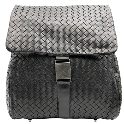 Bottega Veneta Intrecciato Black Leather Backpack Bag ()