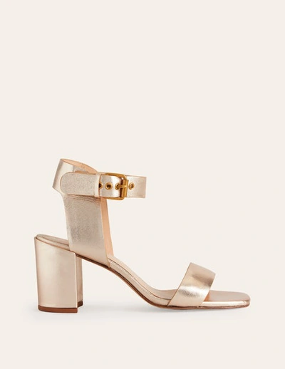 Boden Ankle Strap Heeled Sandals Gold Leather Women