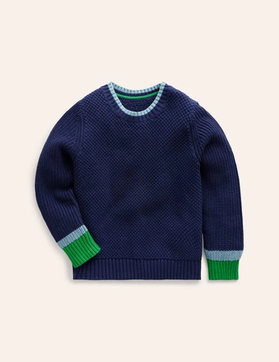 Mini Boden Kids' Chunky Cotton Sweater College Navy Boys Boden