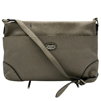 Fendi Selleria Grey Leather Shoulder Bag ()