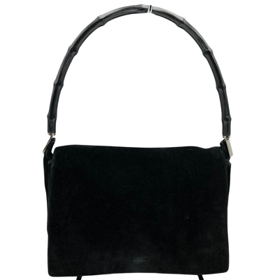 Gucci Bamboo Black Suede Shoulder Bag ()