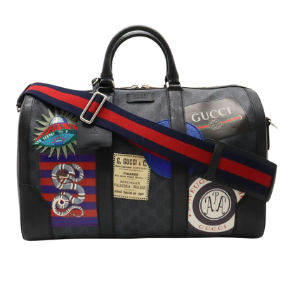 Gucci Gg Supreme Black Leather Travel Bag ()