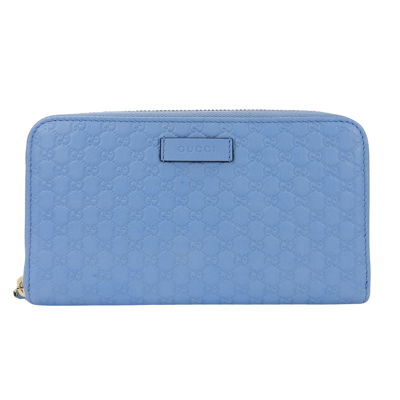 Gucci Micro Ssima Blue Leather Wallet  ()