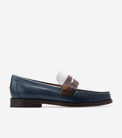 Cole Haan Lux Pinch Penny Loafer In Ivory-chocolate-blue Wing Teal