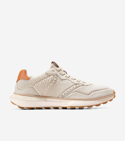 Cole Haan Men's Grandprã¸ Ashland Stitchlite Lace-up Trainers In Silver Lining Stitchlite-natural Tan-ivory