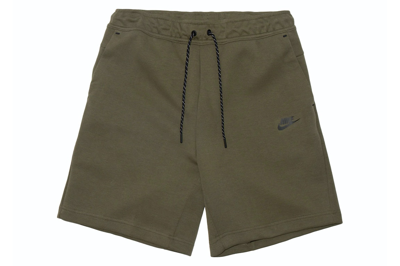 Pre-owned Nike Sportswear Tech Fleece Shorts Olive Green
