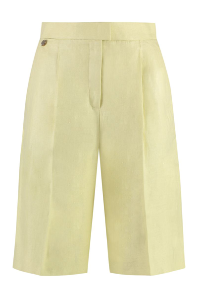 Agnona Linen Bermuda-shorts In Green