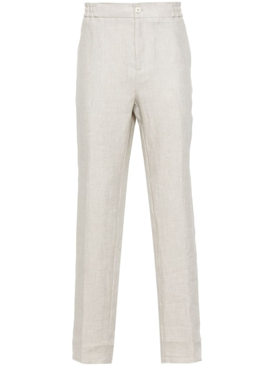 Etro Linen Formal Trousers In Crema