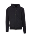 Herno Quilted Knit Hooded Jacket With Side Zip Pockets In Blue