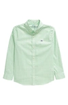 Vineyard Vines Kids' On-the-go Brrrº Gingham Button-down Shirt In Mint Sprig