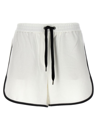 Brunello Cucinelli Monile Detailed Bermuda Shorts In White/black