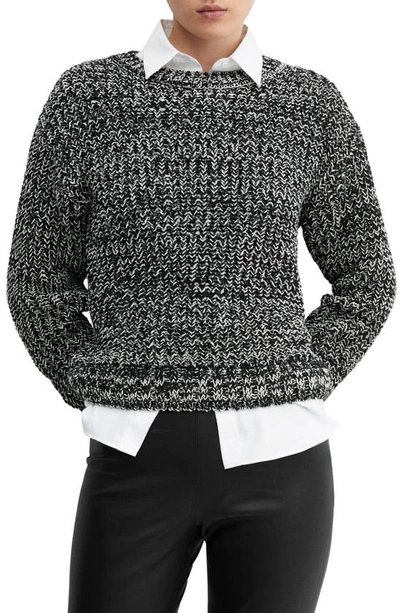 Mango Flecked Cotton-blend Sweater Black