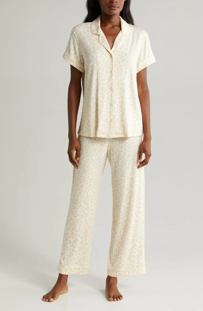 Nordstrom Moonlight Eco Crop Pajamas In Ivory Egret Jungle Leopard