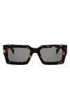 Celine 54mm Rectangular Sunglasses In Dark Havana / Smoke