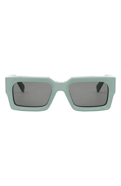 Celine 54mm Rectangular Sunglasses In Shiny Light Green / Smoke