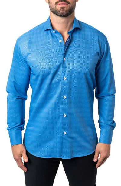 Maceoo Einstein Stretchbrooks 93 Blue Contemporary Fit Button-up Shirt