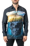 Maceoo Fibonacci Skull Island Cotton Button-up Shirt In Black
