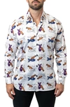 Maceoo Fibonacci Rocket Dog Egyptian Cotton Button-up Shirt In White
