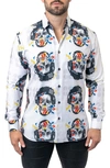 Maceoo Fibonacci Stretchskullpuppet Performance Button-up Shirt In White