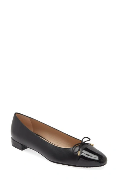 Stuart Weitzman Sleek Bow Flat In Black