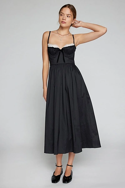 For Love & Lemons Doris Lace-trim Midi Dress In Black, Women's At Urban Outfitters