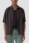 Barney Cools Jacquard Stripe Short Sleeve Shirt Top In Black, Men's At Urban Outfitters