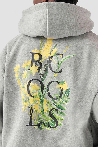 Barney Cools Blossom Pullover Hoodie Sweatshirt In Grey Melange, Men's At Urban Outfitters