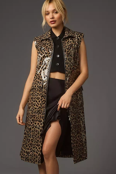 Noize Leona-p Cheetah Printed Vest Jacket In Multicolor