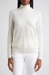 Lafayette 148 Metallic Trim Cashmere Turtleneck Sweater In Cloud
