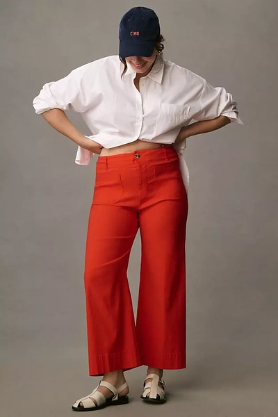 Maeve The Colette Cropped Wide-leg Pants By  In Pink