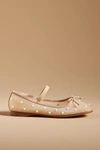 Jeffrey Campbell Releve Crystal Embellished Mary Jane Flat In Beige