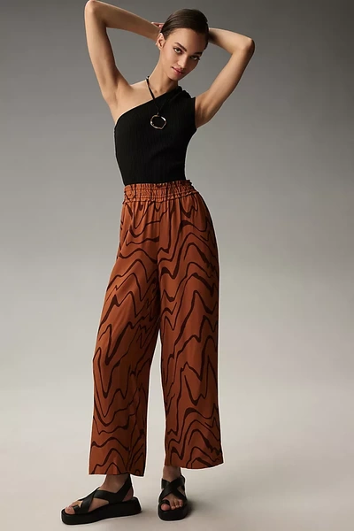 By Anthropologie Wide-leg Pull-on Pants In Brown
