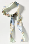 By Anthropologie Satin Floral Hair Tie In Mint
