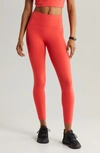 Zella Studio Luxe High Waist Pocket 7/8 Leggings In Red Cayenne