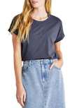 Splendid Skye Cuffed Tee In Ash Navy