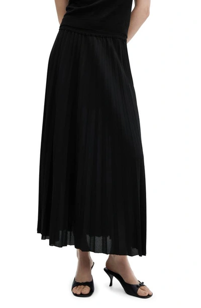 Mango Pleated Maxi Skirt In Black