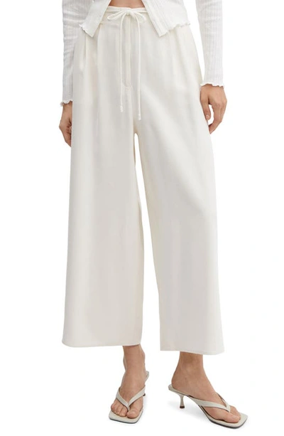 Mango Women's Belted Wide Leg Trousers In Off White