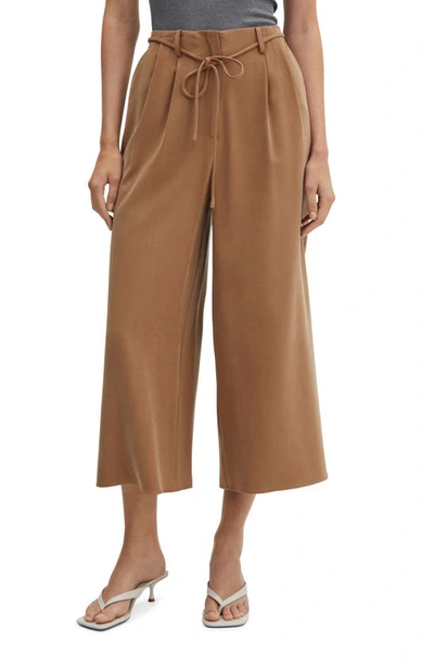 Mango Women's Belted Wide Leg Pants In Brown