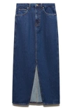 Mango Denim Midi Skirt In Dark Blue