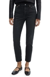 Mango Slim Fit Crop Jeans In Black Denim