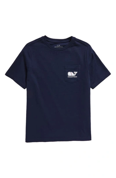 Vineyard Vines Kids' Baseball Whale Cotton Pocket Graphic T-shirt In Nautical Navy