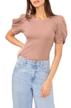 1.state Puff Sleeve Rib Knit T-shirt In Dusty Orchid