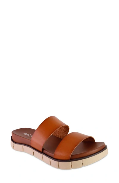 Mia Elori Slide Sandal In Cognac Leather