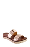 Mia Elori Slide Sandal In Rose Gold Leather