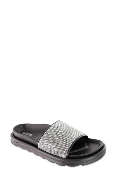 Mia Biz Crystal Slide Sandal In Black