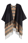 BURBERRY REVERSIBLE OPEN FRONT WOOL CAPE