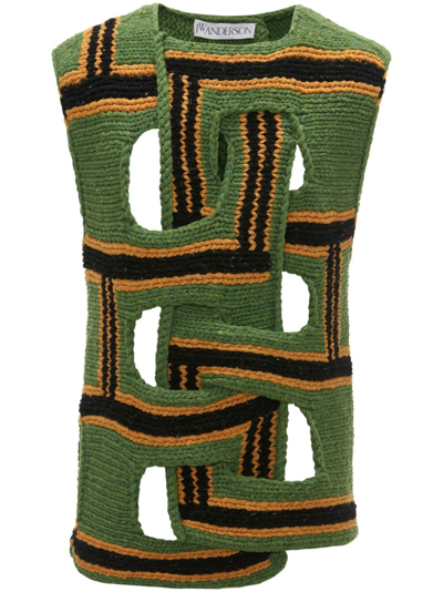 Jw Anderson Interwoven Stripe Vest In Green