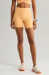 Zella Studio Luxe Pocket Bike Shorts In Coral Beads